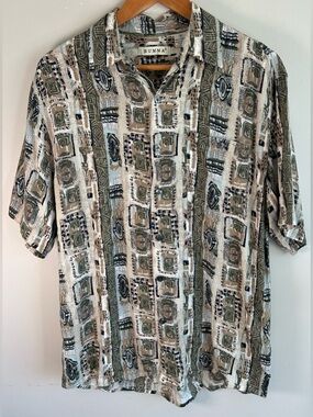 VTG Summa Men’s Button Down Shirt Size M 100% Rayon South Africa Abstract Print